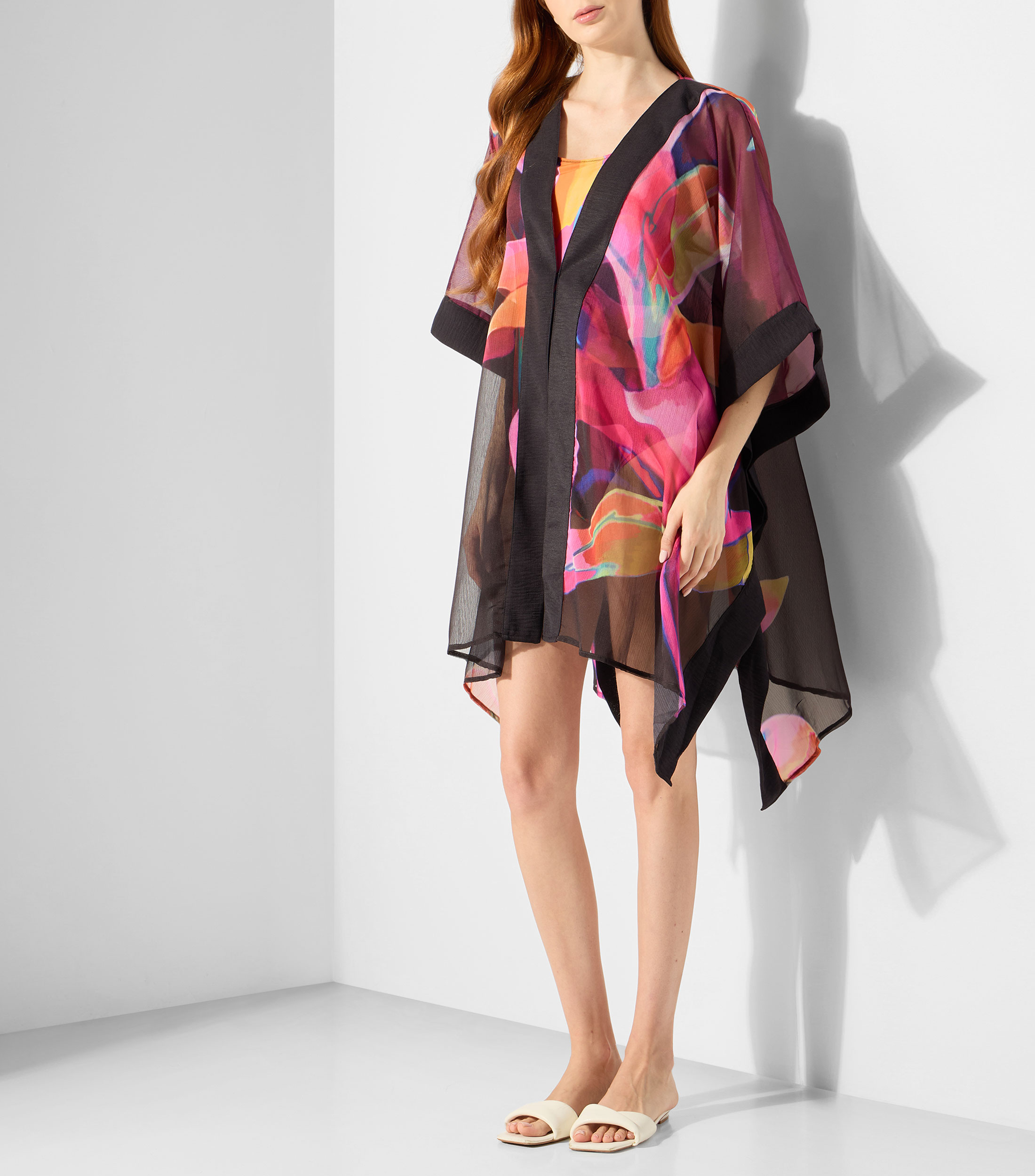 Kaftan estampado con manga 3/4 Mujer